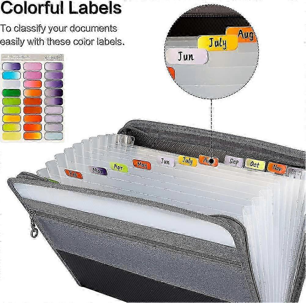 Document Folder A4, Folder With 13 Compartments A4, Waterproof Accordion Folder