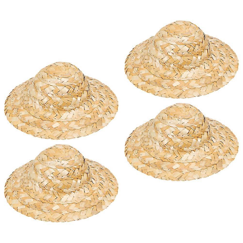 Woven Straw Hat Mini Top Hat for Decoration 12Pcs Set