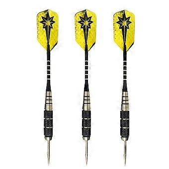 Gold Metal Darts Needle Tipped for Playing Use 3Pcs Yellow Flights Dart Set