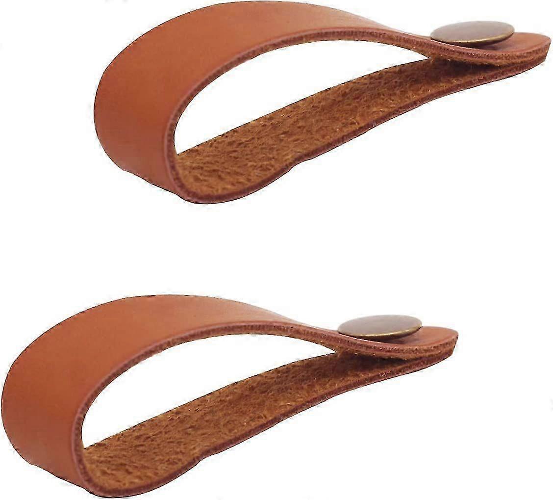 2-Pack Ukulele Strap Buttons - Leather Headstock Adapters (Brown)