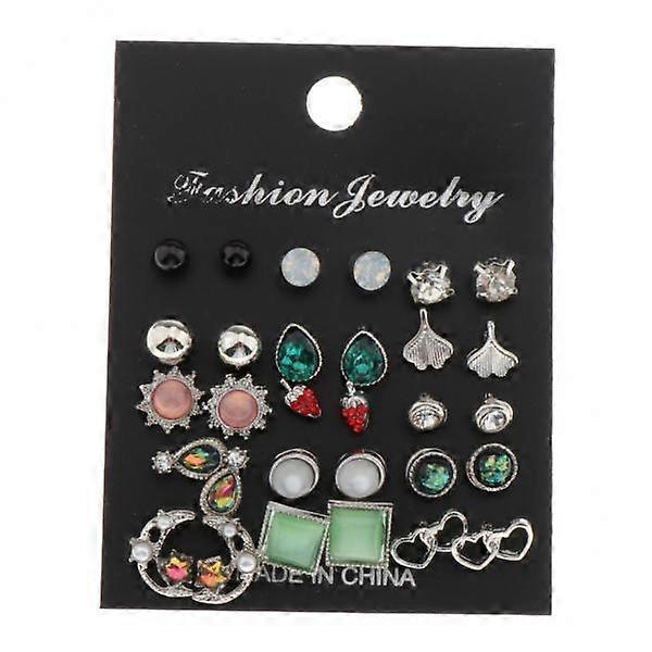 2x Korean Style Assorted Crystal Earrings Gift
