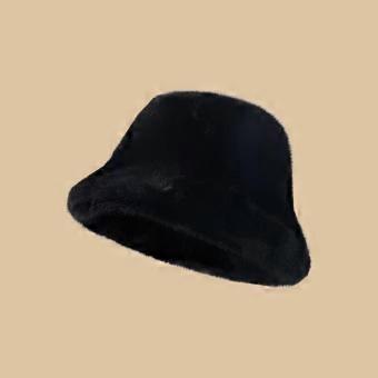 Autumn and winter imitation mink hair bucket hat female, retro washbasin hat, warm plush hat must wear