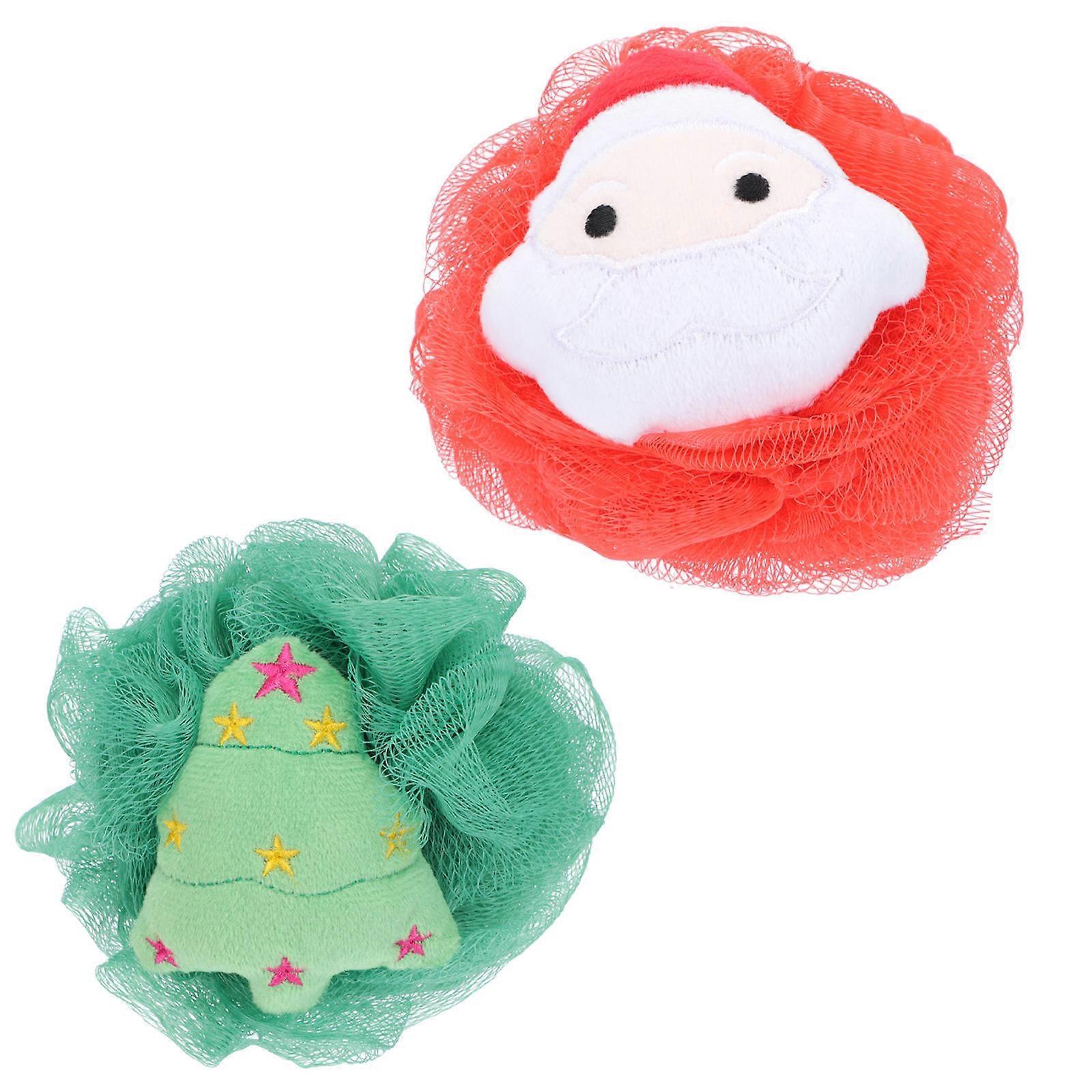 2Pcs Xmas Style Bath Flower Creative Supple Bath Ball Practical Shower Tool