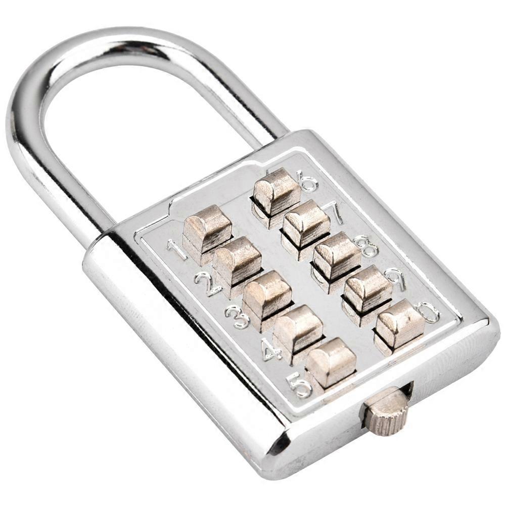 10 Digit Push Button Combination Padlock with Password Blind Push Button Padlock
