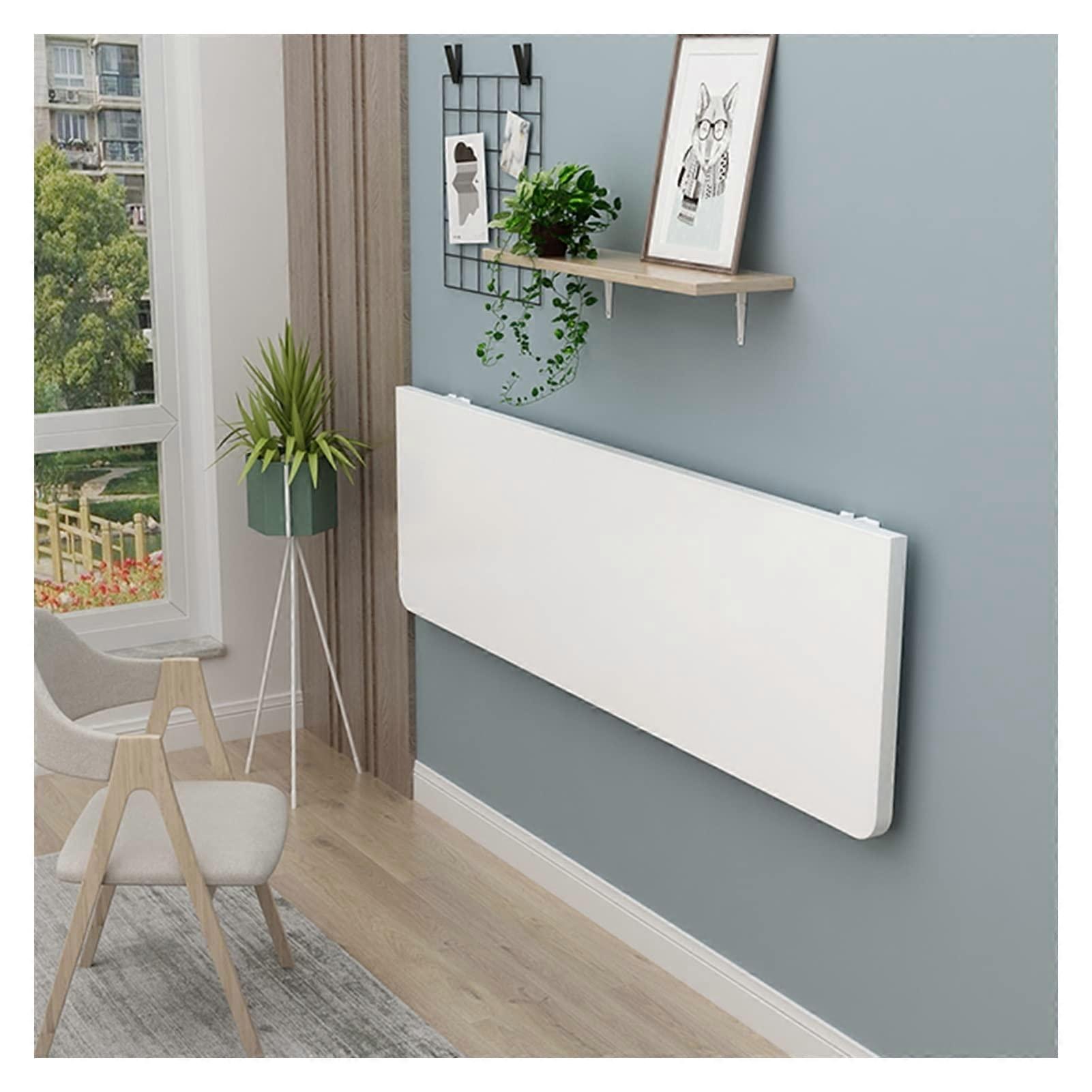 Wall Mounted Folding Table 50x30cm White, SpaceSaving Work Desk for Kitchen Study Bar, Durable MDF Surface