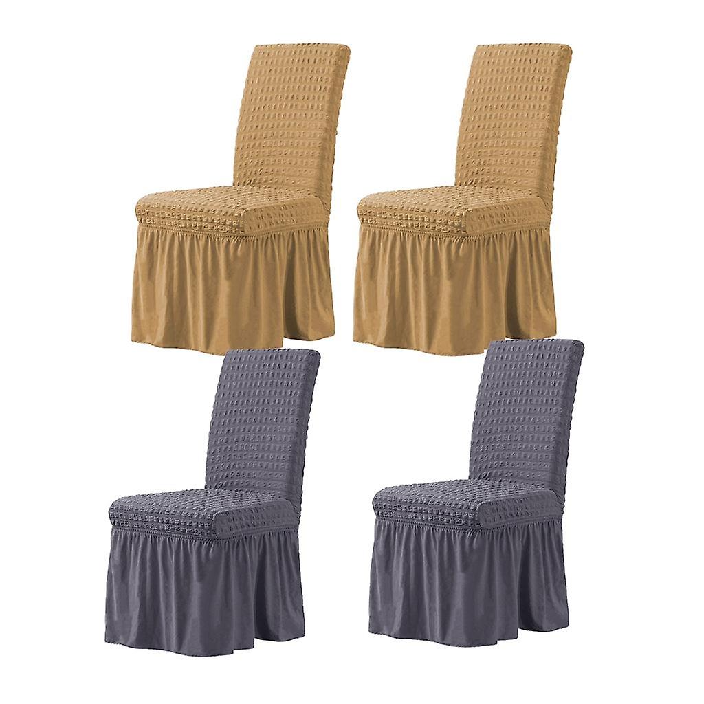 Gonne lunghe arruffate Fodera per sedia da pranzo elastica per festa di nozze 4 pezzi