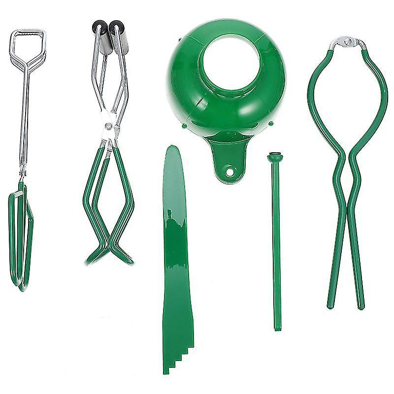 22X8.5x2cm Green Tongs 1 Set 6pcs Canning Tong Jam Jar Lifter Set Multi-function Canning Tools (gree