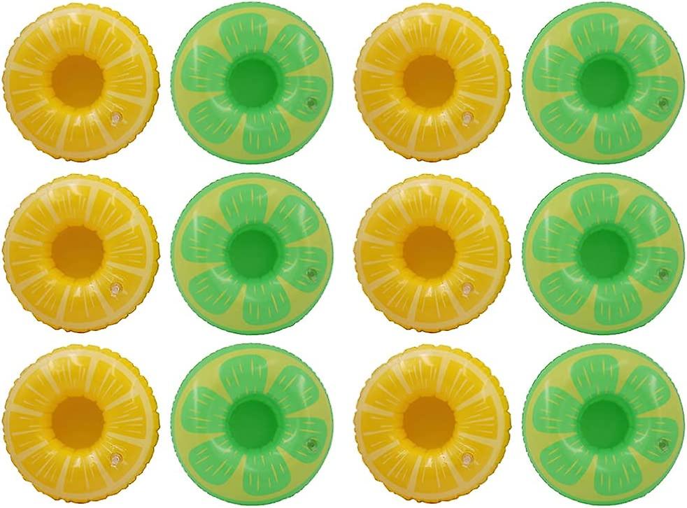 12pcs Fruit Inflatable Drink Holder Lemon Shape Inflatable Pool Cup Holders Coasters For Pool Party Water Fun