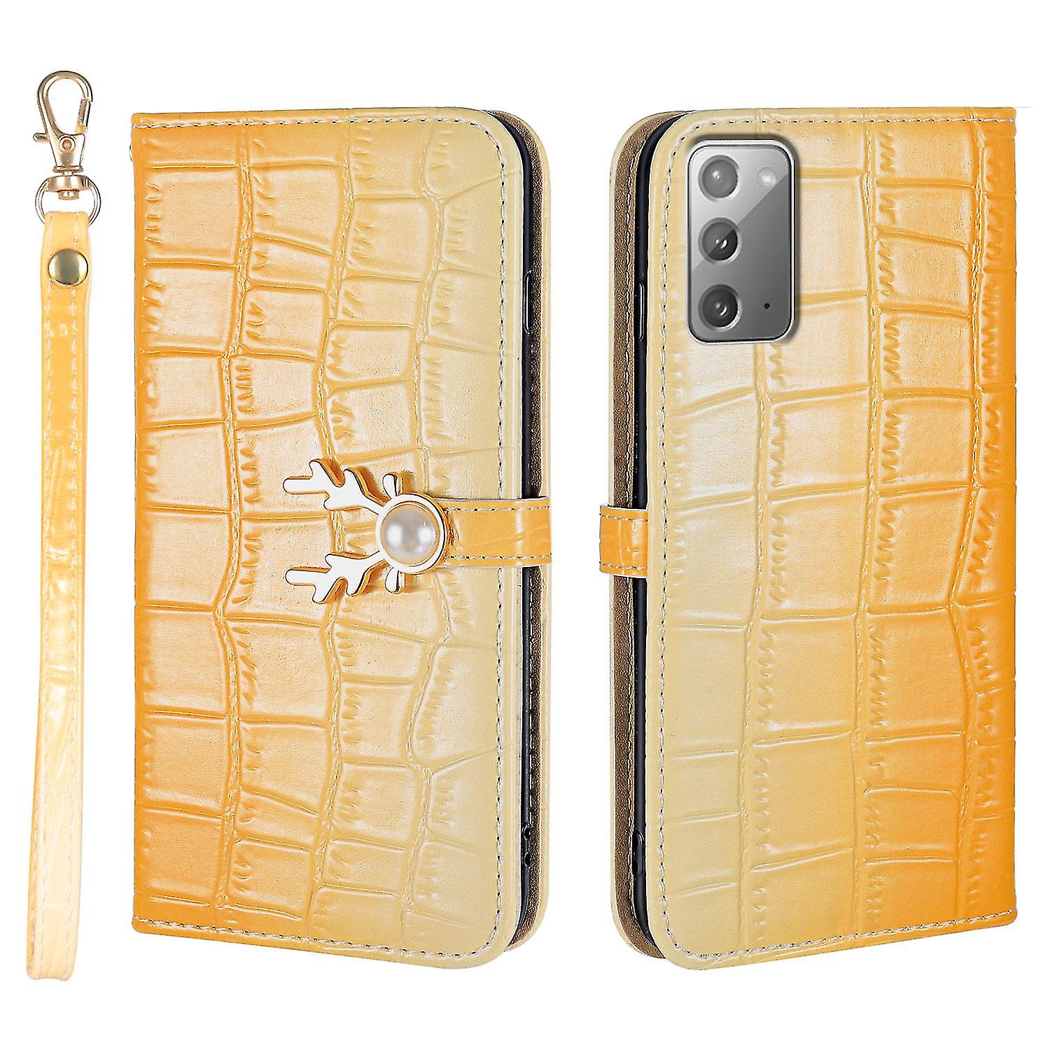 Elk Pattern Phone Case For Samsung Galaxy Note 20 With Card Holder, Lanyard, Pu Leather Material, Wallet Function, Corner Fall Protection