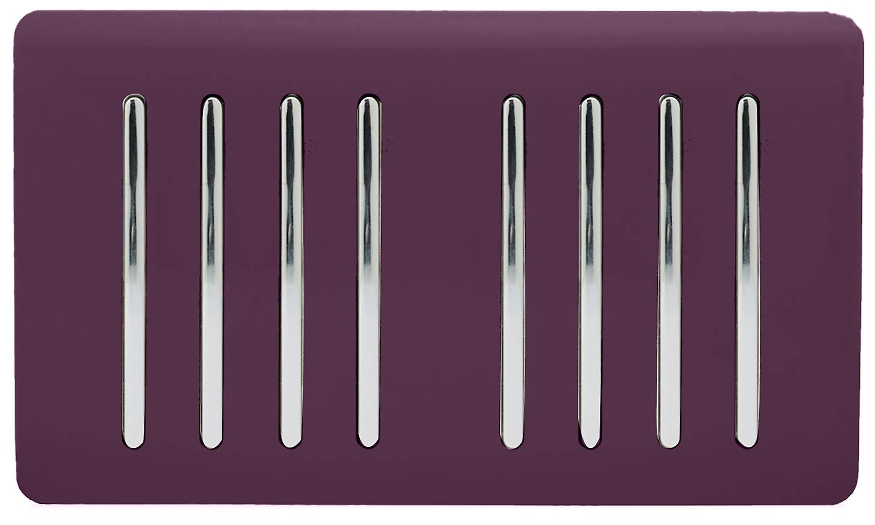 Trendi Artistic Modern Glossy 8 Gang 1 Way Rocker Double Plate Tactile Light Switch Plum