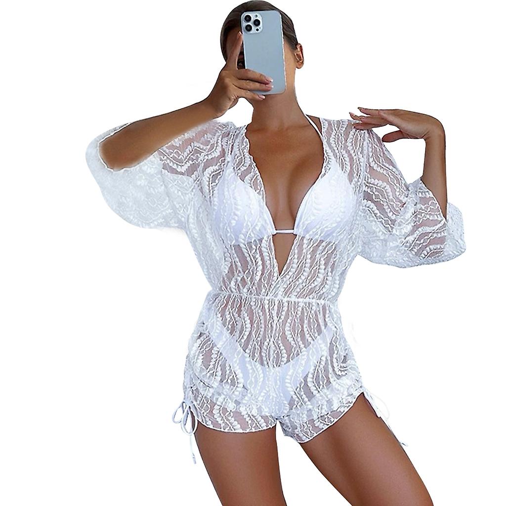 Womens Halter Bikini's Set 3 Stuks Badpak Solide Badpakken met Cover-Up