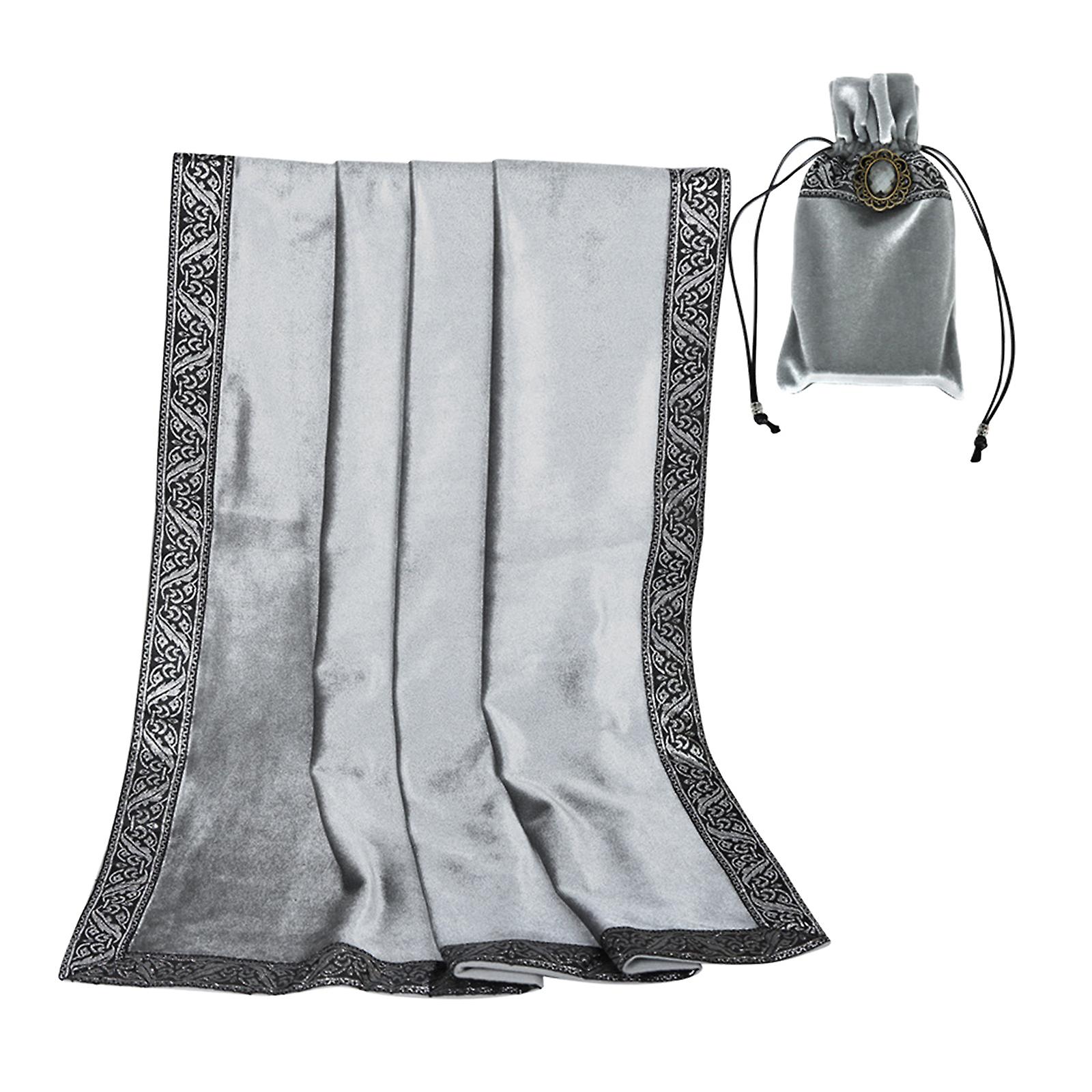 26' Altar Tarot Tablecloth Divination Cards Bag Wicca Square Non-slip Brown+Tablecloth C