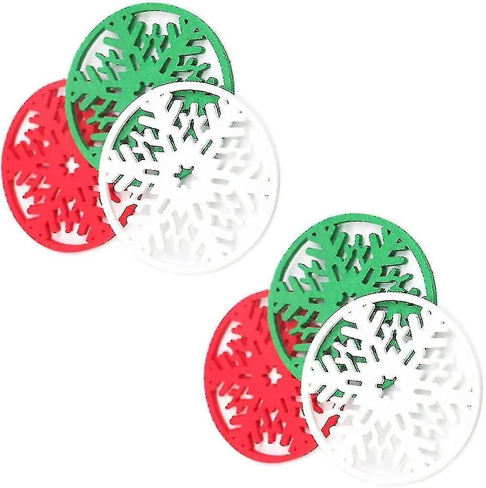 Christmas Snowflake Coasters Snowflake Design Non woven Coasters Felt Cup Mats Wine Tea Coffee Mats
