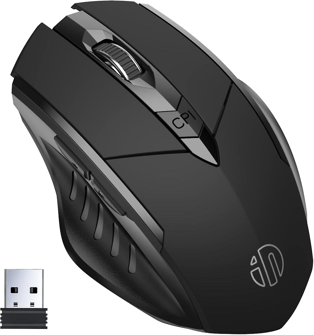 Rechargeable Wireless Mouse Ergonomic Silent Click USB 2.4G Bluetooth Tri-Mode Compatible with Windows Mac Black