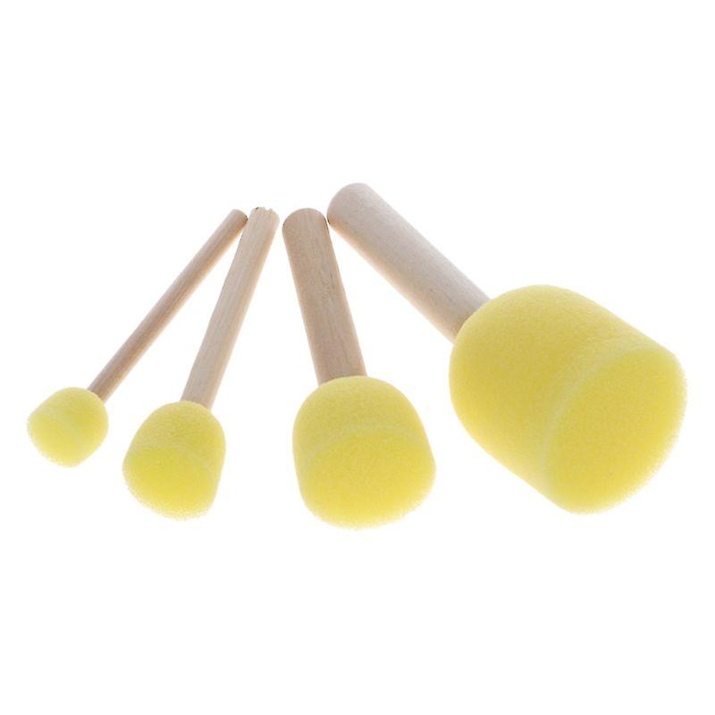 4pcs/set Wooden Handle Sponge for Head Stamp Paint Brush For Children DIY Tool A