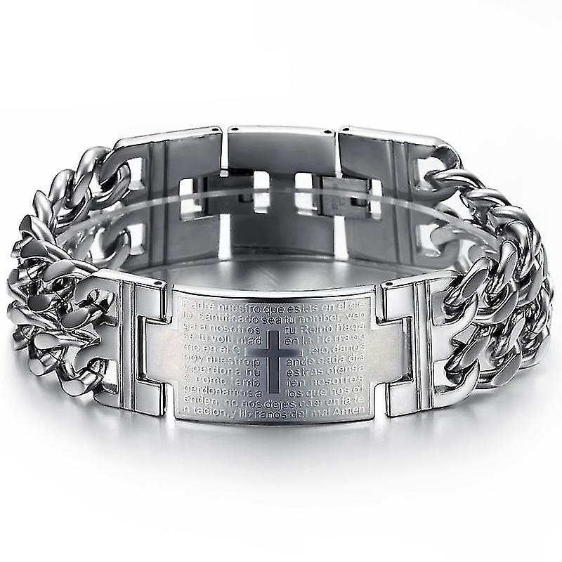 Bracelet classique en acier titane avec croix espagnole