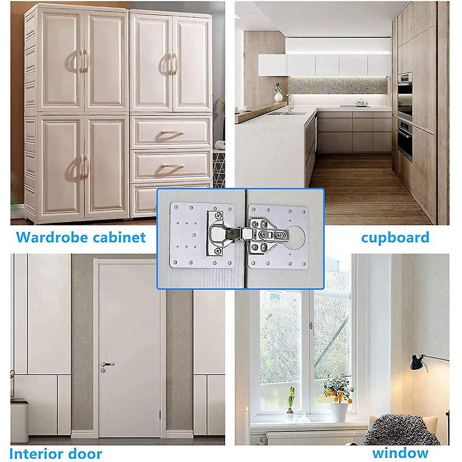 2-Pack Cabinet Hinge Repair Plate – Stainless Steel, With Screws, For Kitchen Cupboards And Furniture