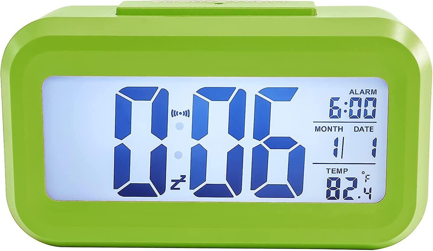 Digital Bedside Led Snooze Alarm Clock Time Temperature Day Night Mode Clock