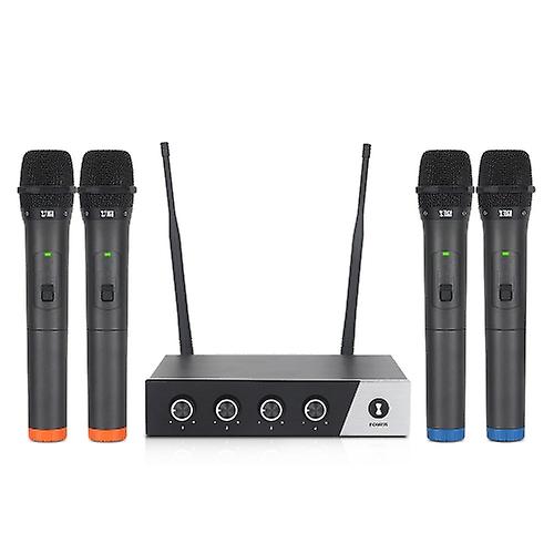 Xtuga S400 Professionelles 4-Kanal-UHF-Funkmikrofonsystem mit 4 Handmikrofonen