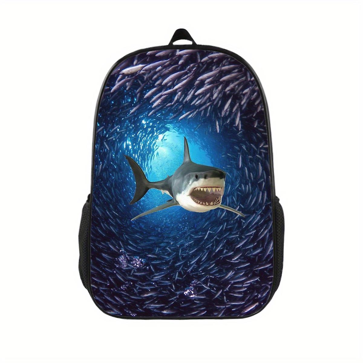 1pc Shark 3d Printing Backpack Boys Girls Student Backpack Children S Backpack Lightweight Adjustable Straps Backpack