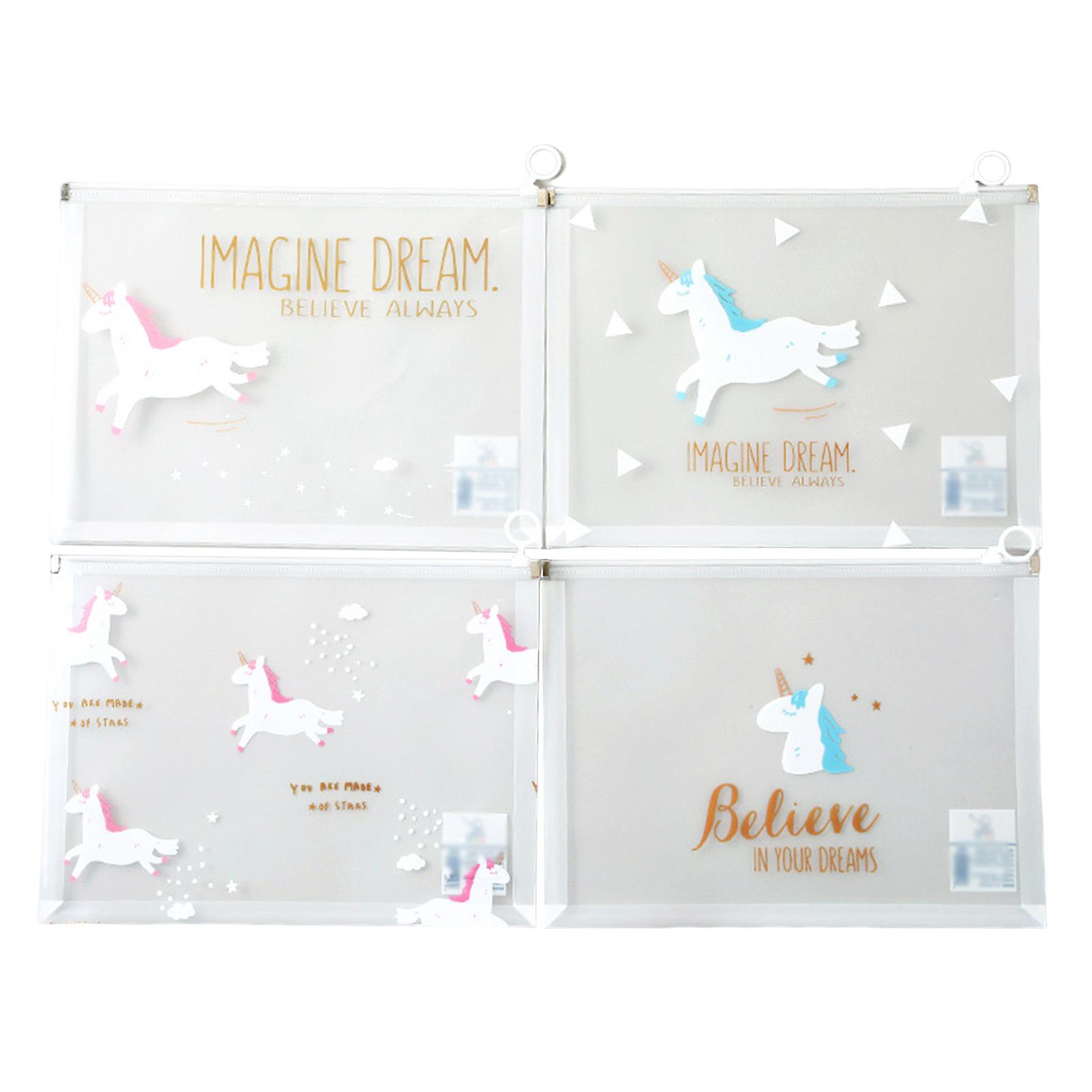 4pcs Classification File Bag With Zipper Portable Pen Storage Supplies Suitable For Homework Student