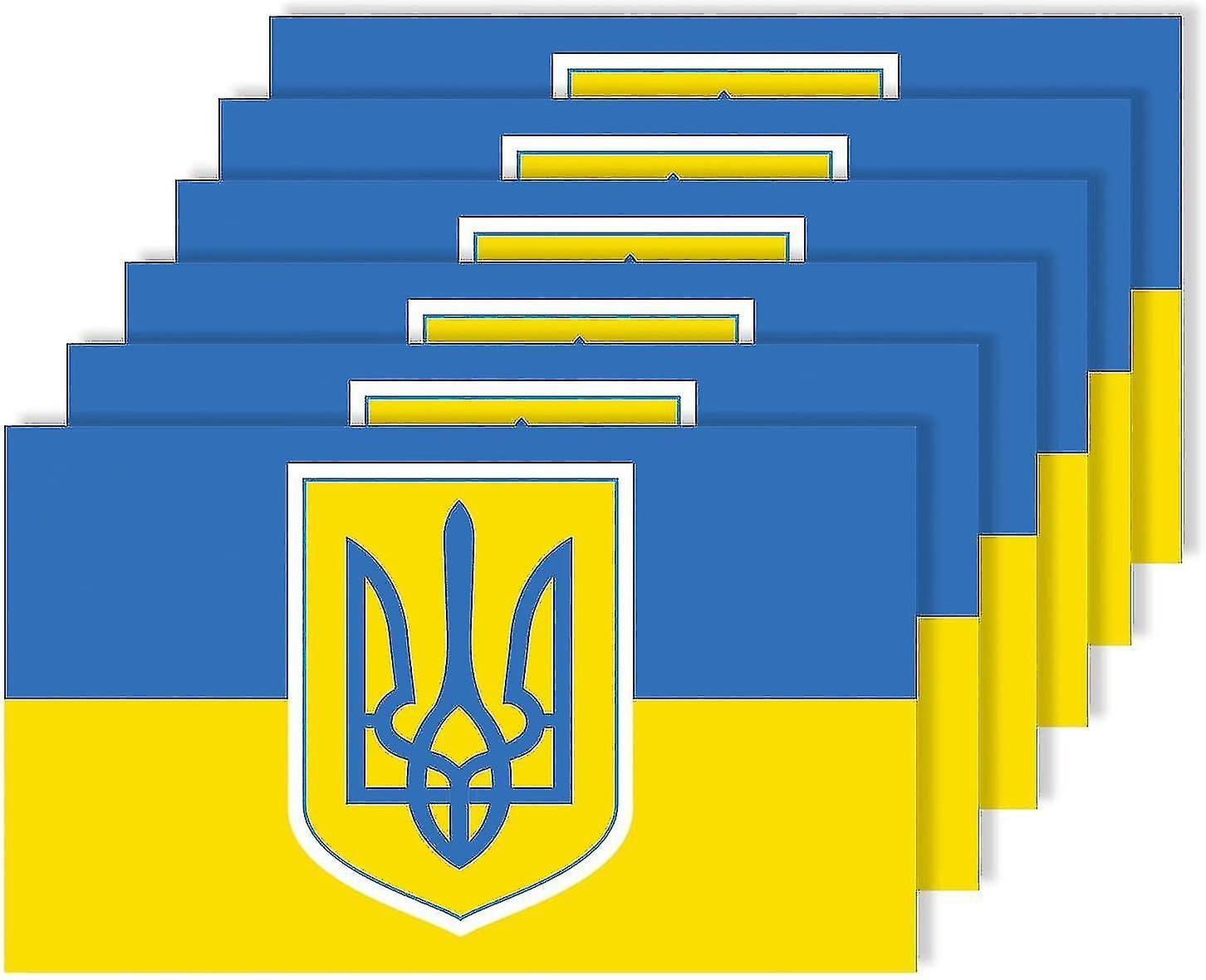 Ukraine Flag Stickers With Ukrainian Emblem