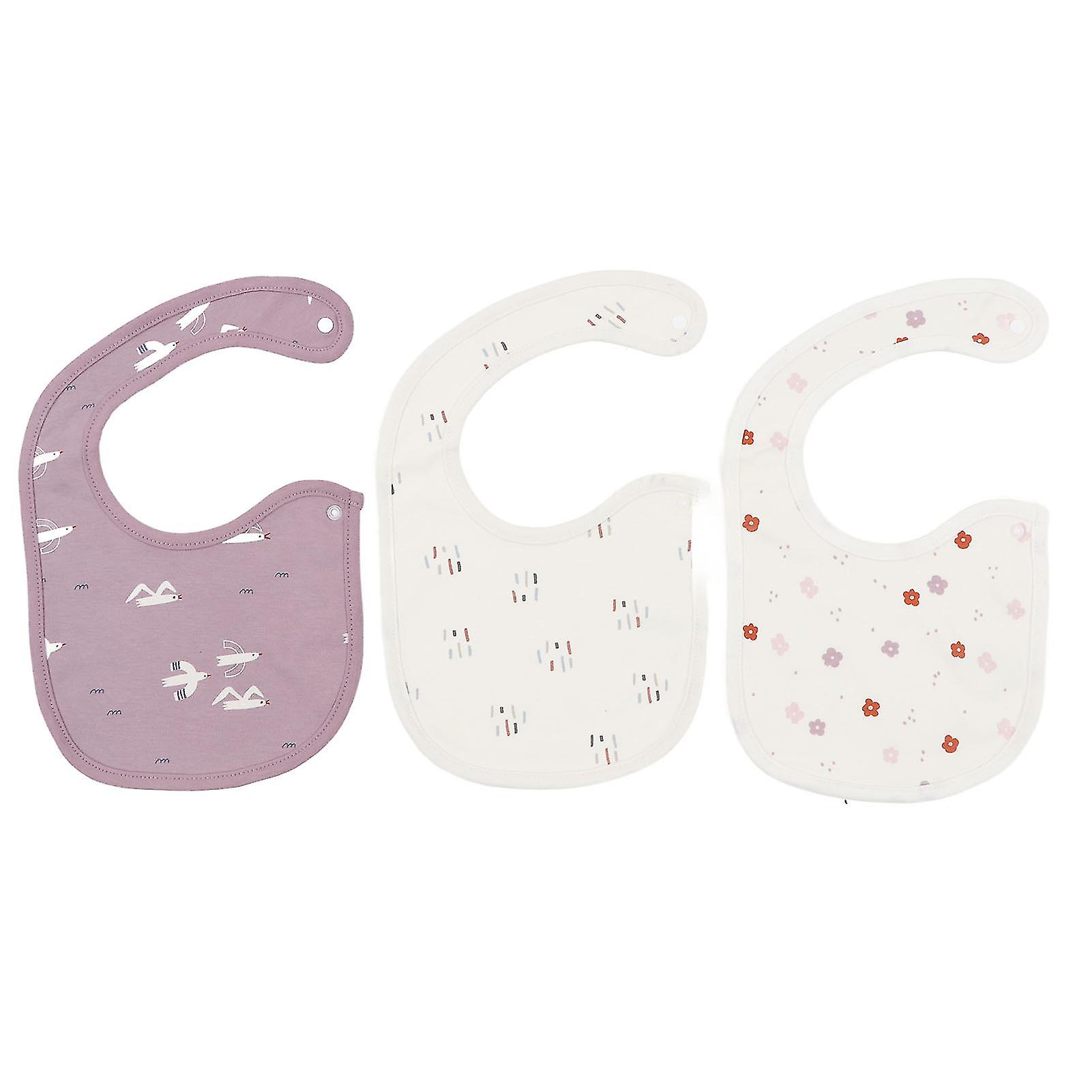 Lot de 3 bavoirs absorbants en coton pour bébé, motif animal mignon, avec fermeture à pression, type B