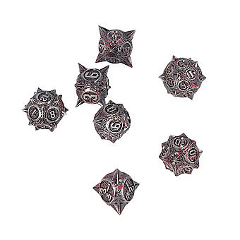 7 PCS Metal Dice Set Polyhedral Portable Board Game Dice Balanced Scrolling Vintage Table Games Accessory Bloodstained