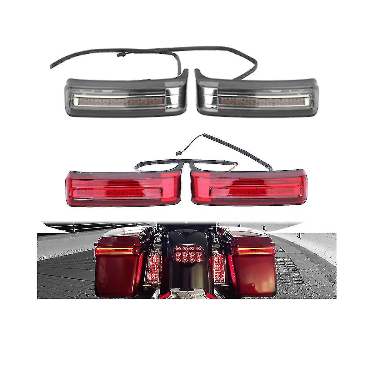 For Motorcycle Big Glide Conversion Side Box Tail Light Travel Box Side Light 97-22 Years Black