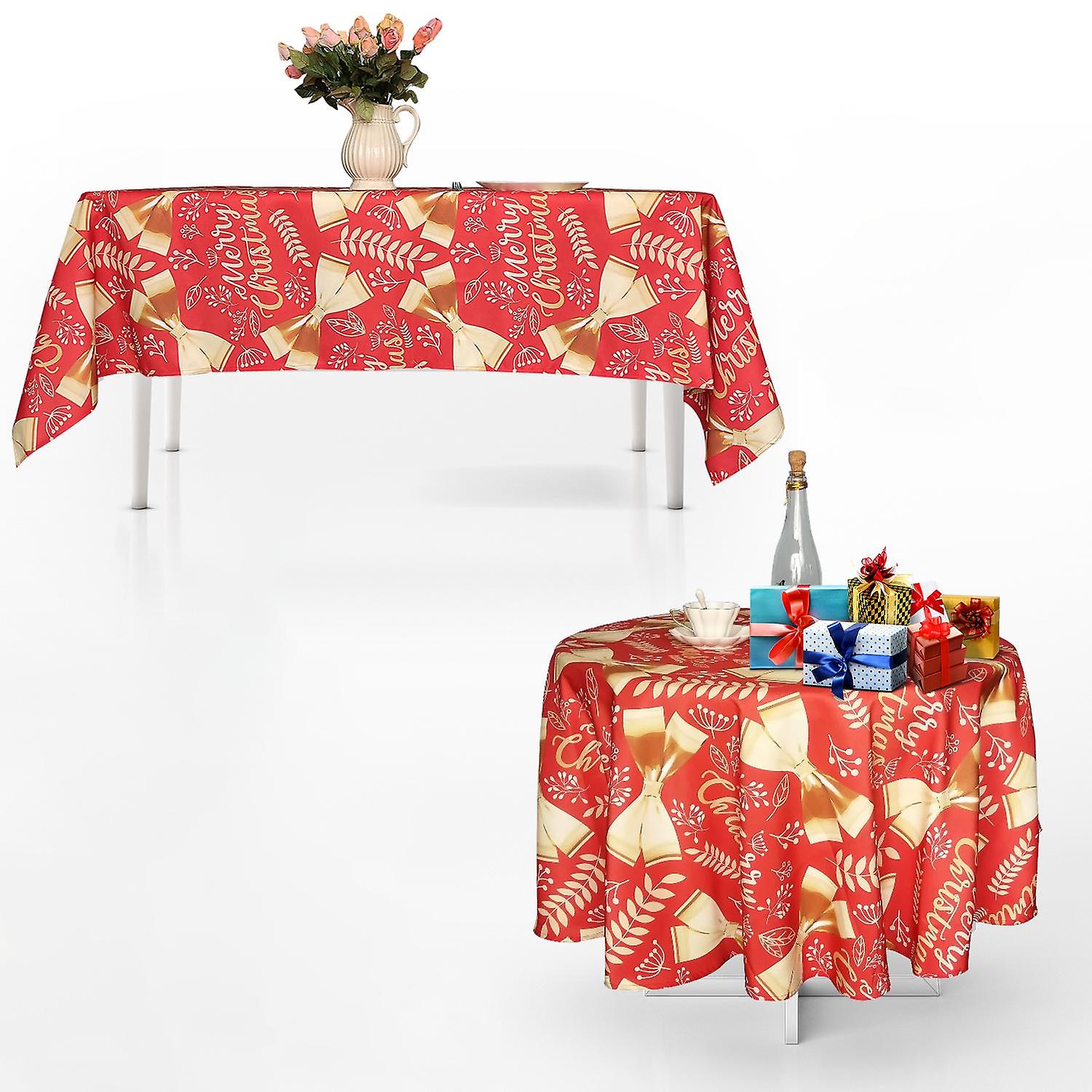 Noël Polyester Rectangle Nappe Ronde