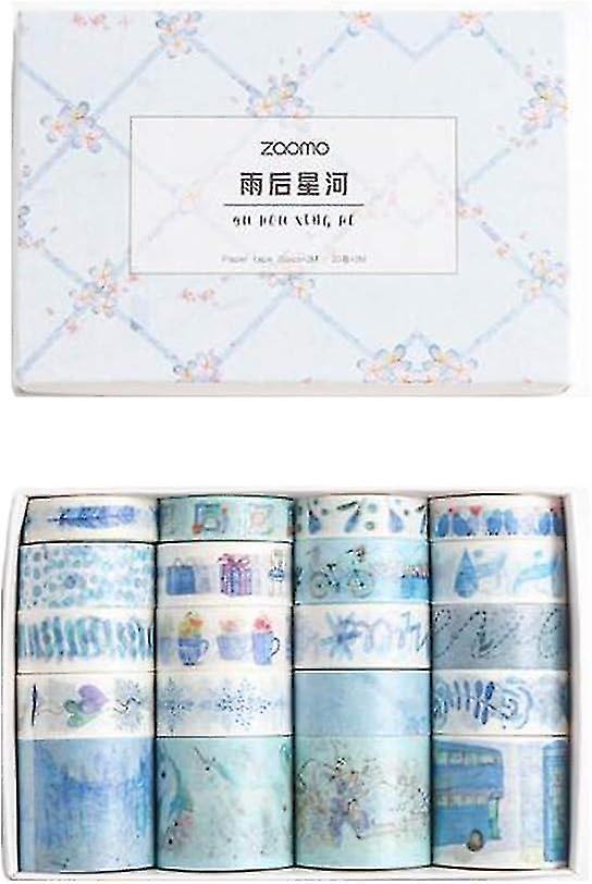 Set Of 20 Rolls Washi Tape, Star Decorations Washi Masking Tape Setblue