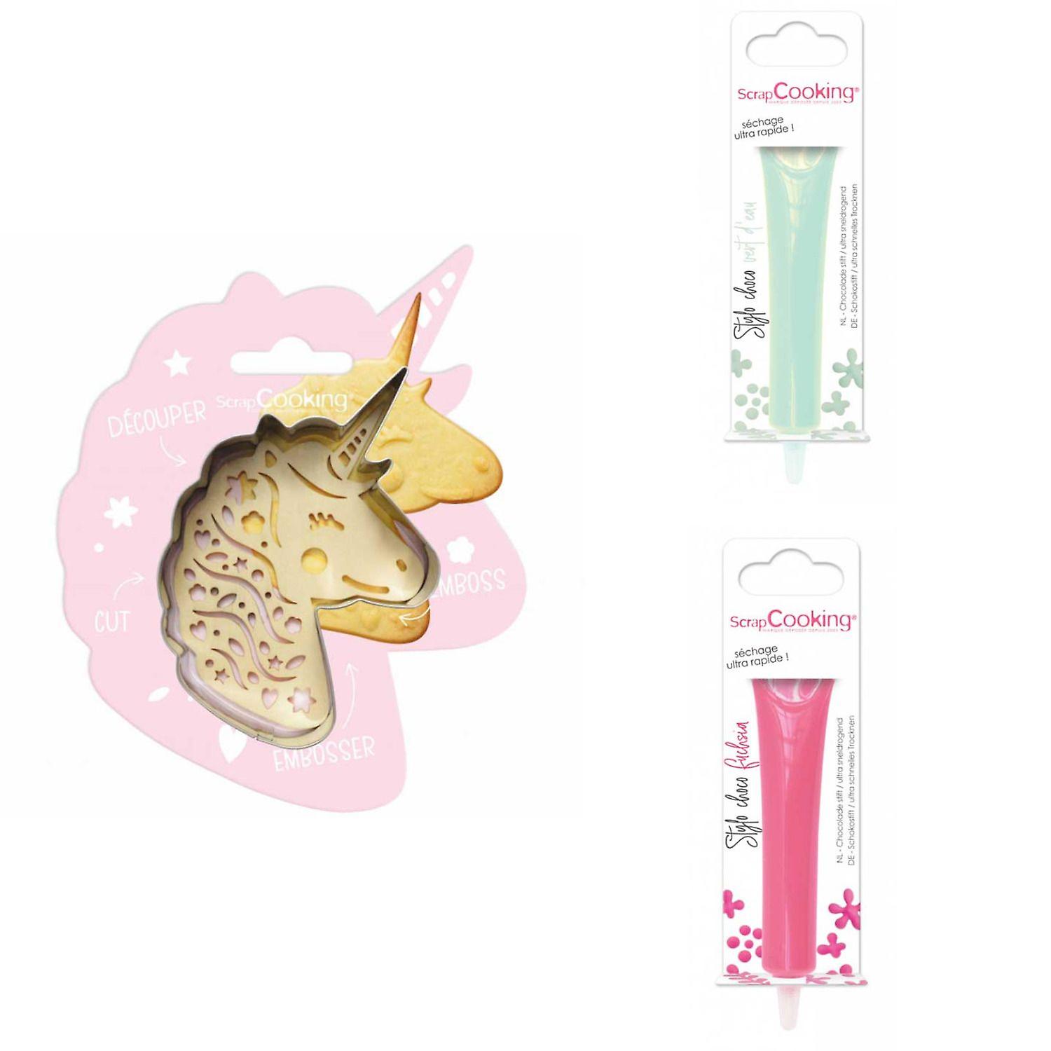 Unicorn Relief Cookie Kit + 2 vedenvihreää ja fuksiasuklaakynää