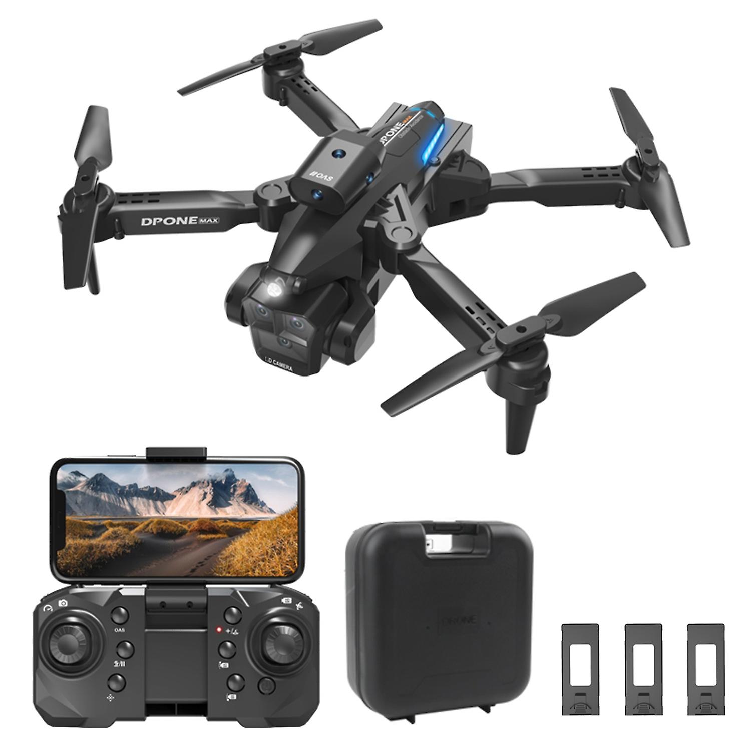 Drone télécommandé avec double caméra 4K Quadricoptère sans tête pliable avec fonction d’évitement d’obstacles