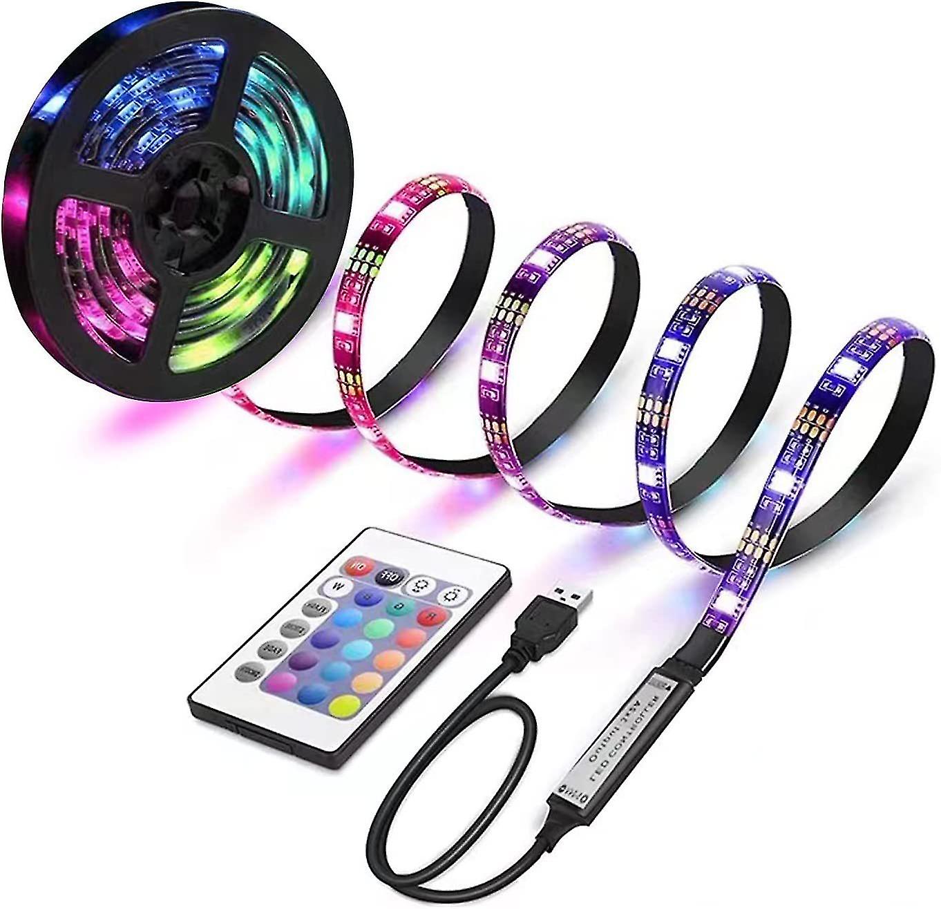 Led Strip Lights, USB-driven Rgb 18 Färg Led Lampor Med Fjärrkontroll, LED-lampor För Sovrum, Fest, Kök, Heminredning, LED Steg Li