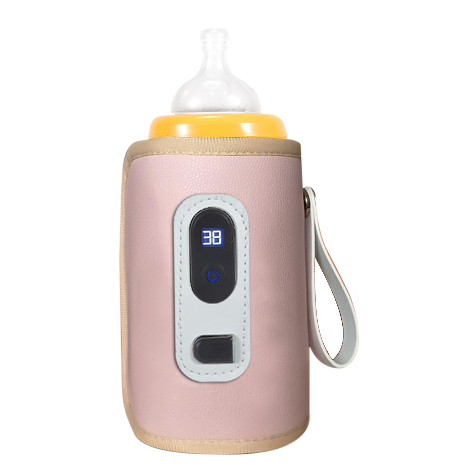 Chauffe-biberon USB avec écran LCD, température réglable, chauffage précis, étanche, portable, rose