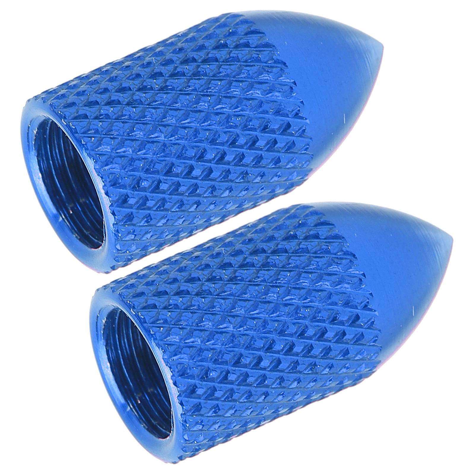 2pcs Schrader Valve Dust Cap Aluminium Alloy Schrader Cycling Valve Dust Covers Bicycle Tire CapsBlue