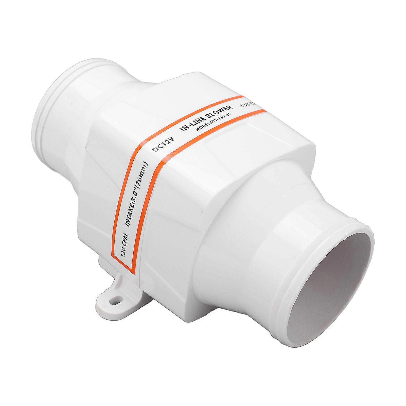 3in 12V Inline Bilge Air Blower 130CFM High Airflow Fan