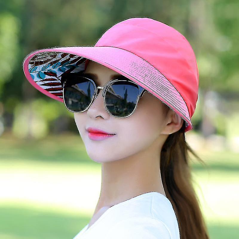 Womens Wide Brim Cap Breathable Foldable Adjustable Sun Visor Hat-hy