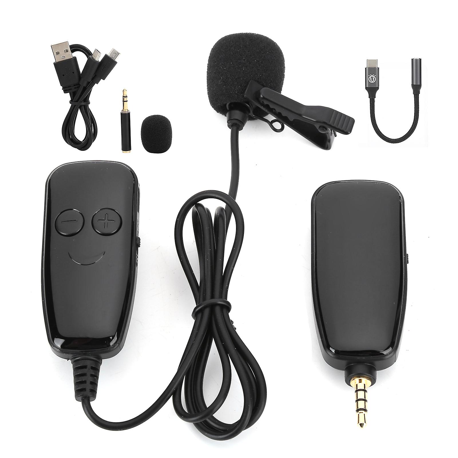 UHF Wireless Microphone for Recording Vlog for Youtube Live Interview with TypeC Adapter Cable