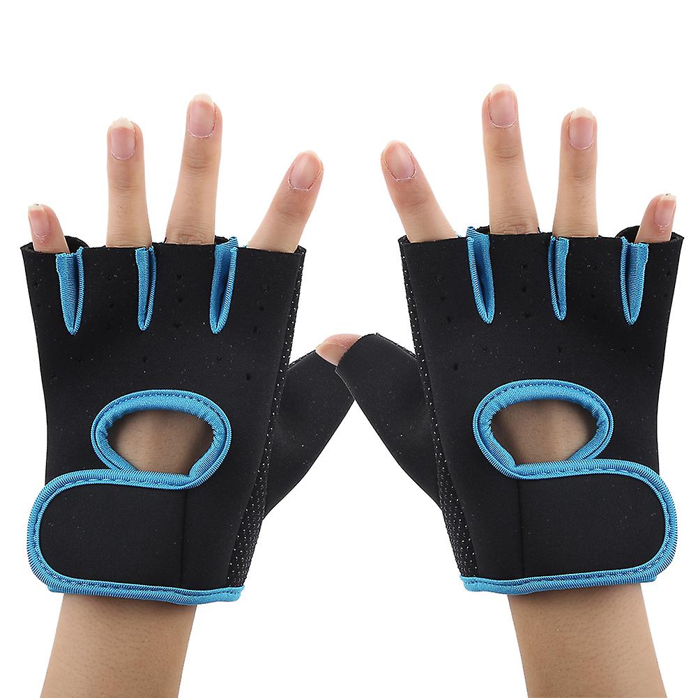 アウトドアスポーツライディングシリカゲル滑り止め保護アダルトサイクリングハーフフィンガーグローブ(ブルーL)