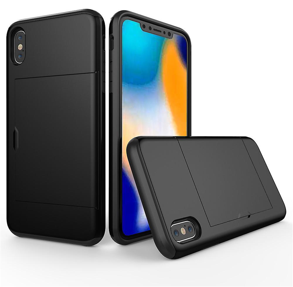Hard With Slide Card Slot Holder Phone Case Cover For iPhone 12 11 Pro Max 7 8 +