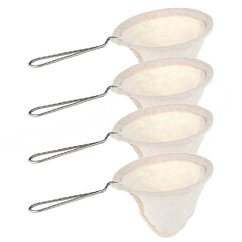 4Pcs Flannel Cloth Coffee Filter Strainers Reusable Coffee Dripper with Handle Handmade Coffee Accessories for Home Use