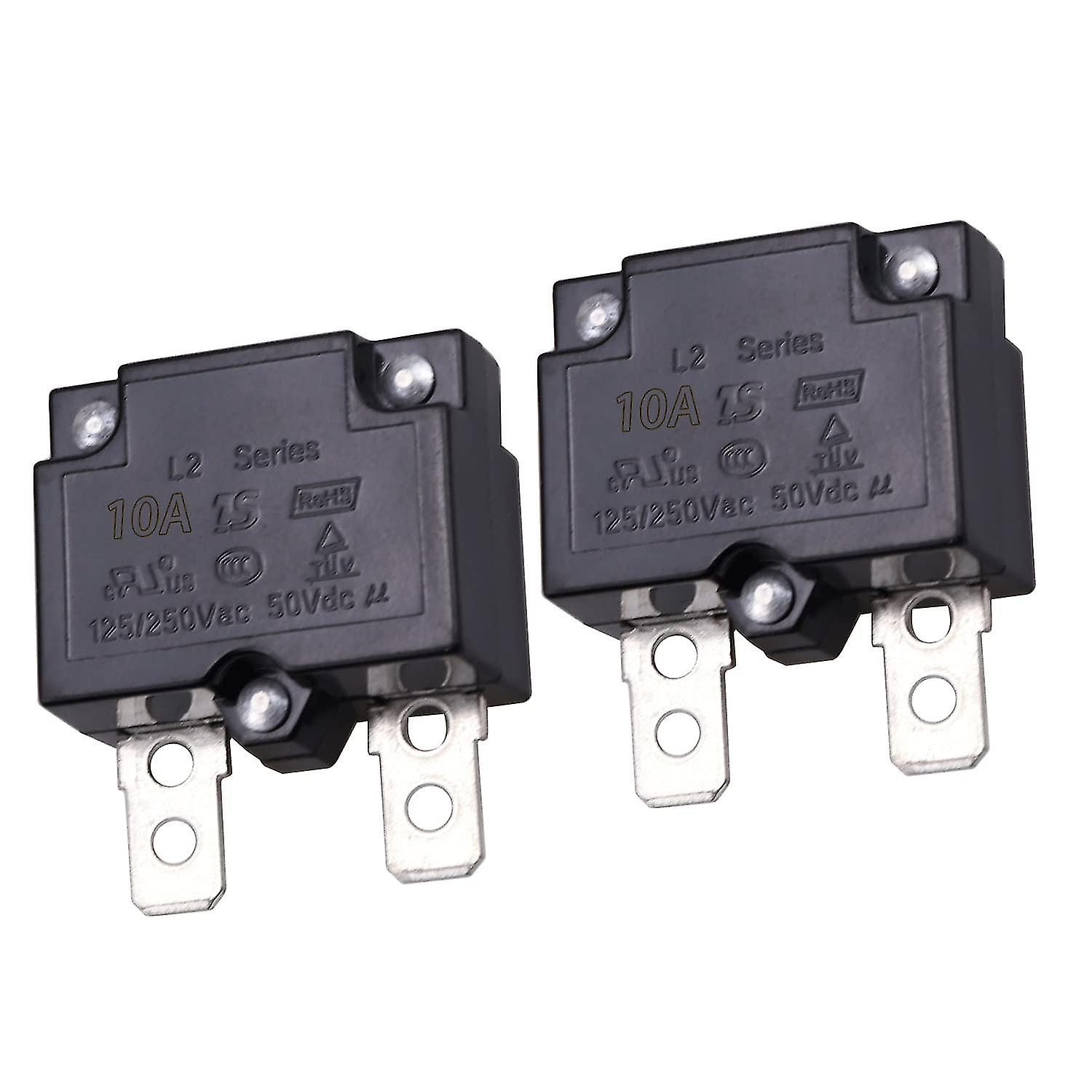 2pcs 10a Automatic Thermal Circuit Breaker Thermal Overload Protector 10amp L2 Series 125-250v Ac 50v Dc Automatic Reset Relay Fuse Thermal Switch Cir