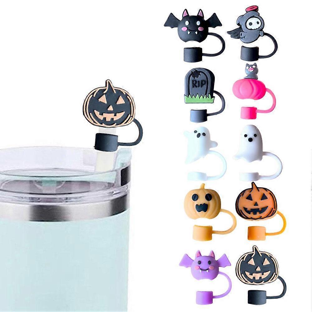 Halloween Silicone Straw Stoppers Reusable Airtight Drinking Dust Cap Cup Access