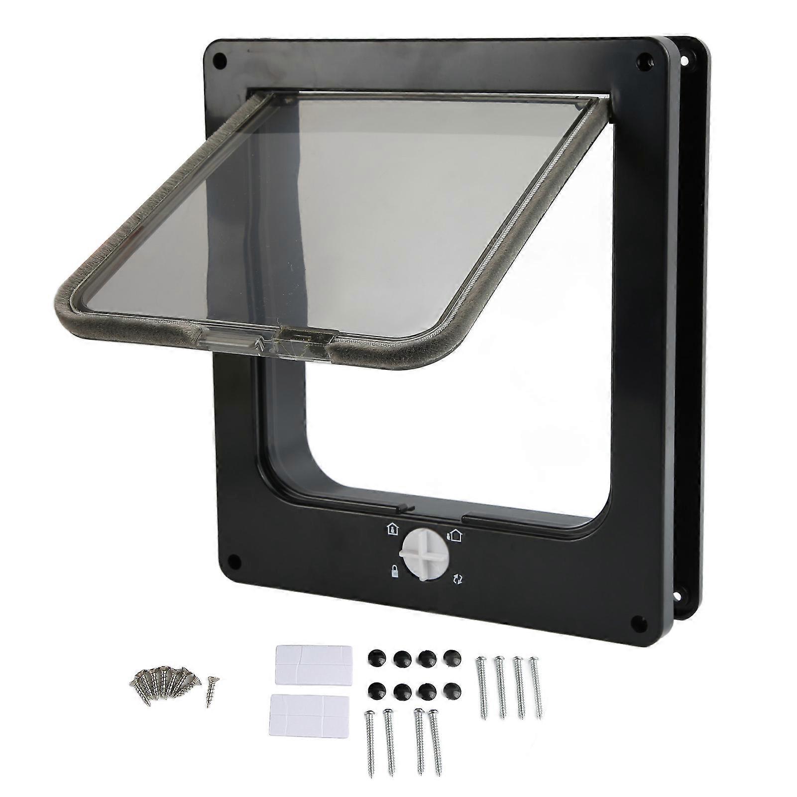 Pet Door Wearproof Automatic Window Closure Function Cat Interior Door For All Standard Interior Doors Black L