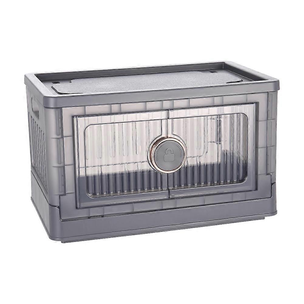Foldable and Stackable Storage Box with Dual Open Door-Grey