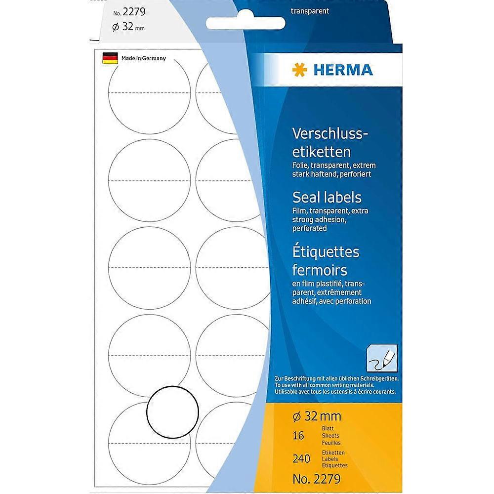 Herma Premium Quality Self-Adhesive Perforated Round Seal Labels 32mm 240pc