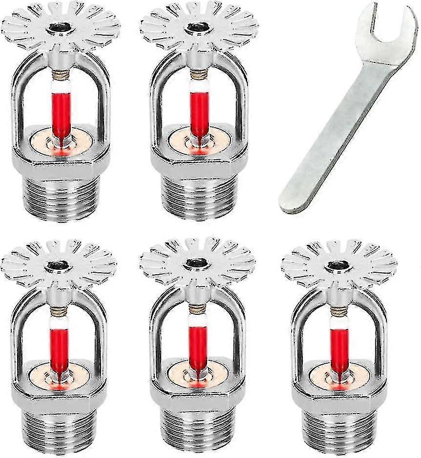 5pc tête de gicleur d’incendie et clé 155 type de pendentif, têtes de gicleurs d’incendie 1/2 "pouce filetage 68c rapide r-c16
