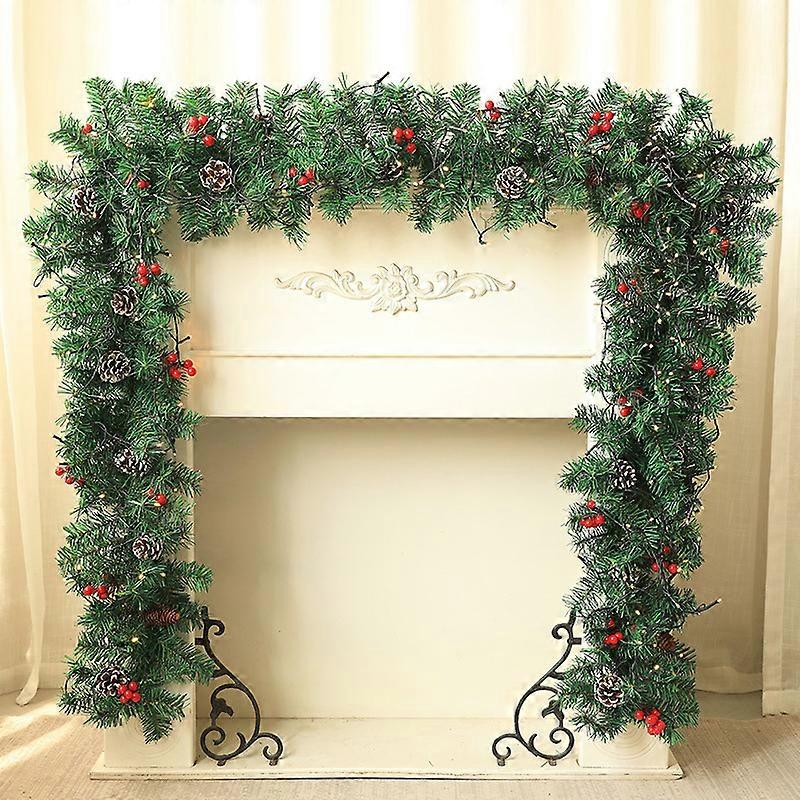 Ghirlanda di Natale 10FT ghirlanda di pino per esterni con bacche rosse pigne da neve - decorazioni natalizie verdi non illuminate per esterni o interni - 10 Foo