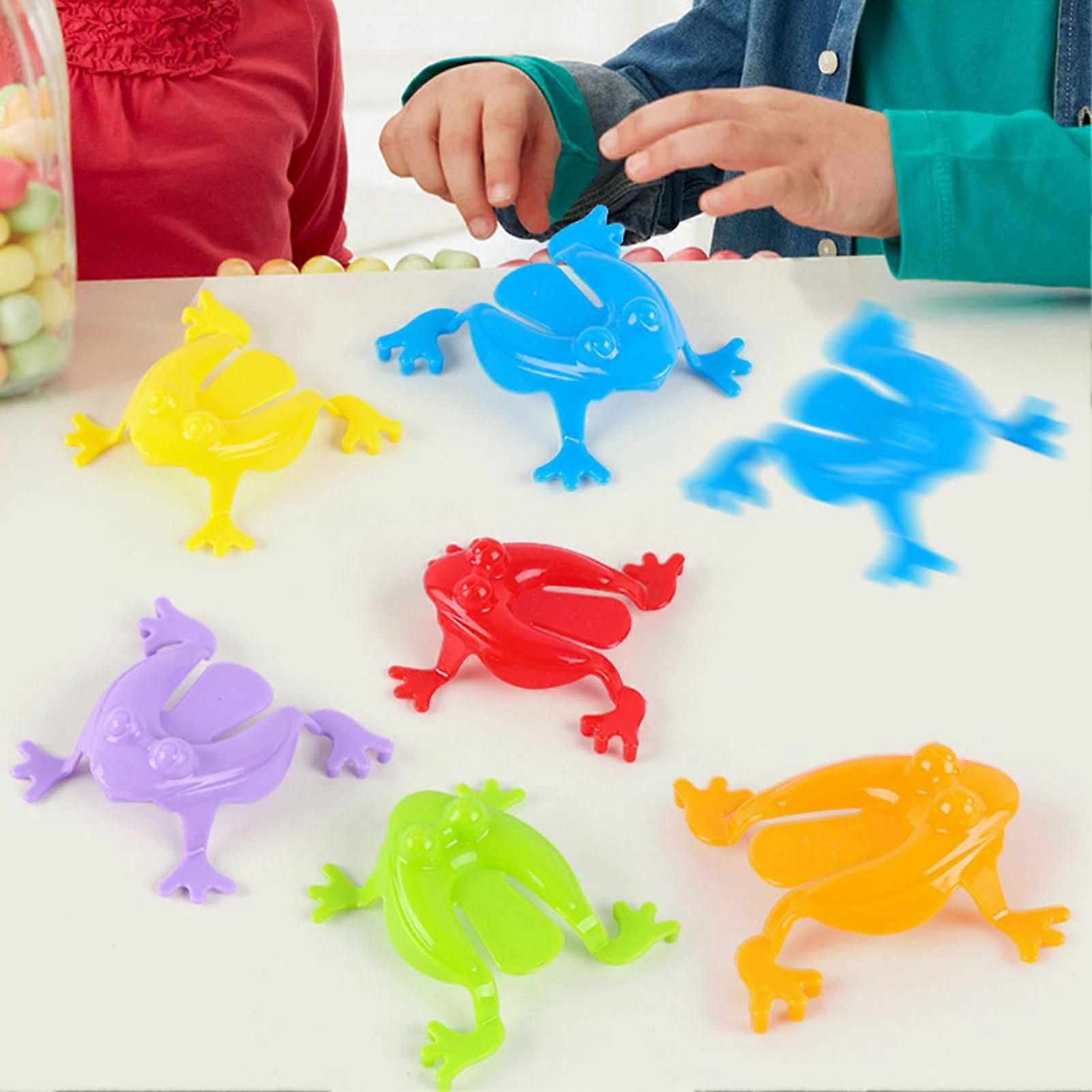 12PCS Colorful Frog Jumping Toys Finger Pressing Leaping Frogs with Bucket Kids Bouncing Toy Set